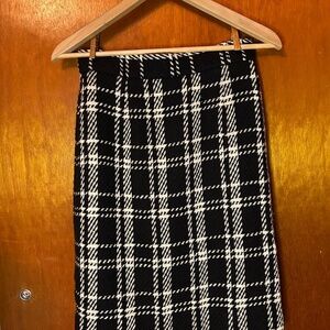 Vintage Wool Blend Black and White Plaid Skirt